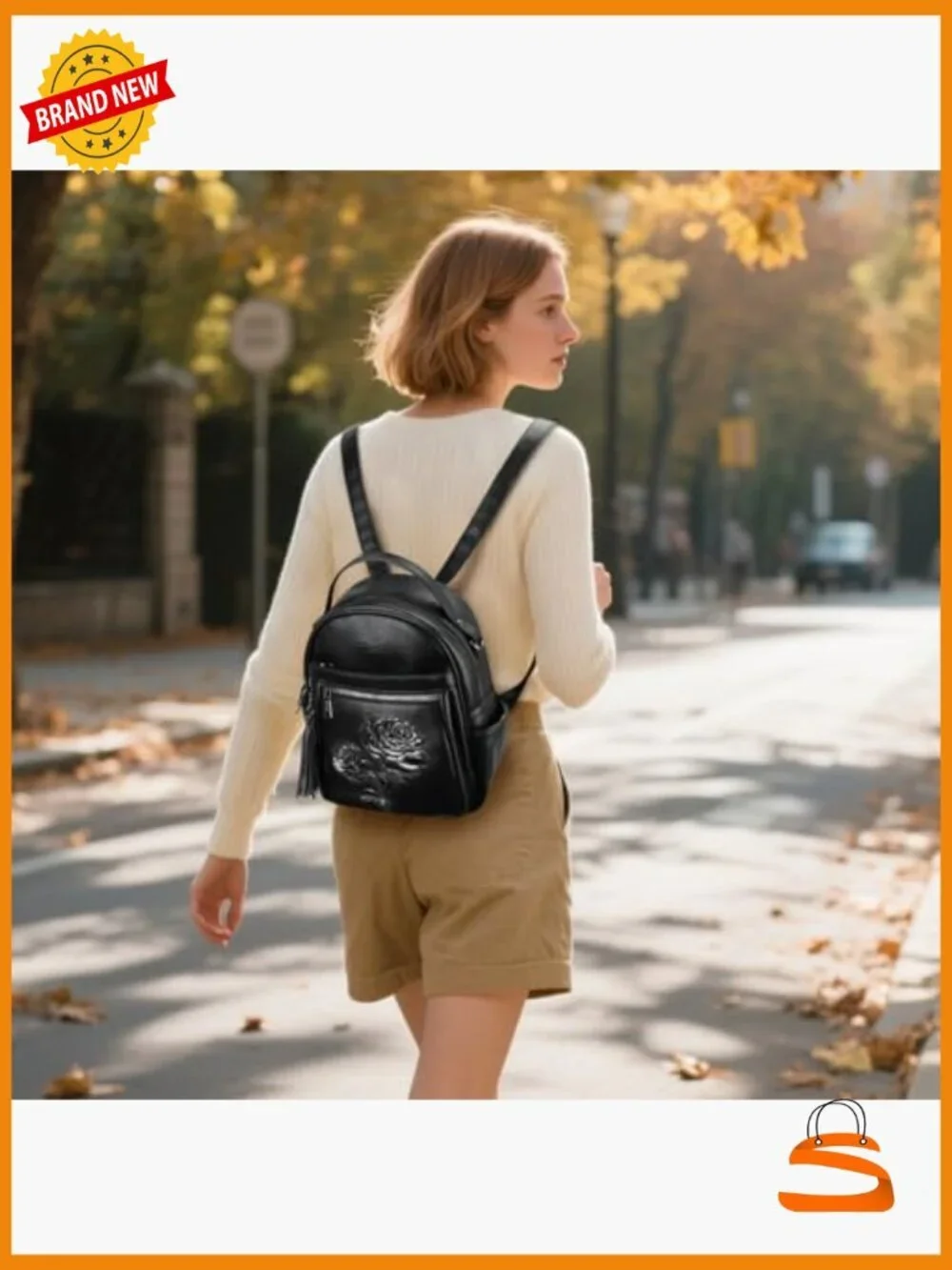 Women's Embossed Leather Mini Backpack Purse Travel Daypack Shoulder Handbag